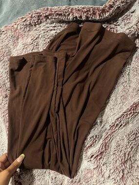 Women's Brown Maxi Skirt/ mesh double layered  - Sleek Everyday Style